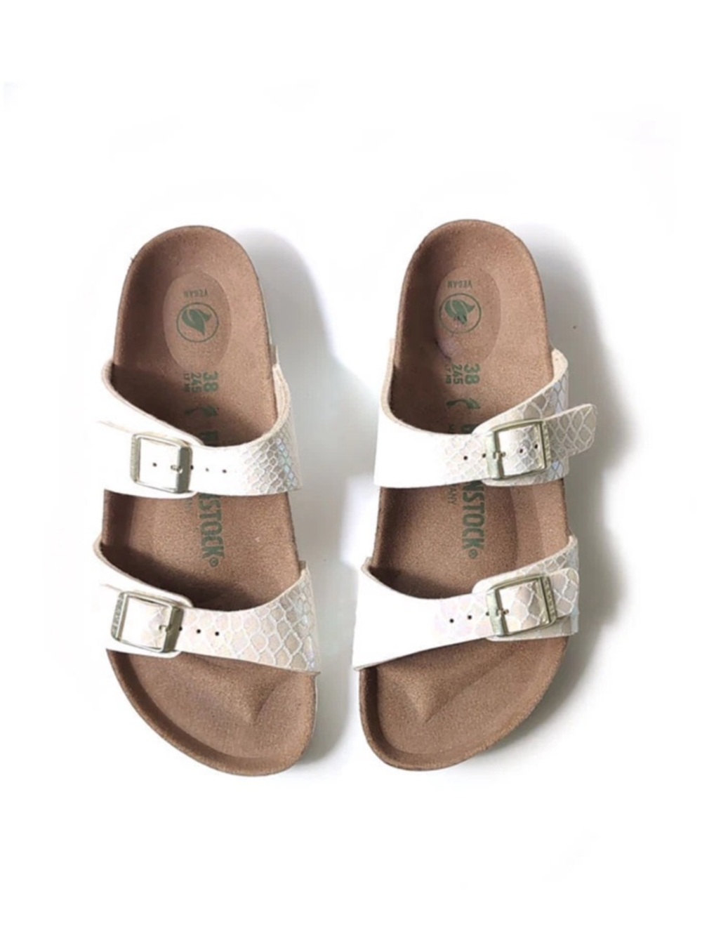 NEW BIRKENSTOCK WOMENS SYDNEY SLIDE SANDALS ANIMAL PRINT PEARL SNAKE 41 US 10